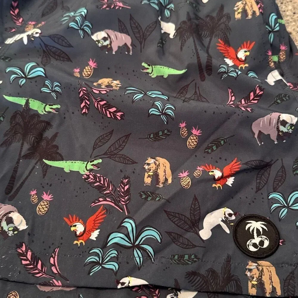 BALLS BEACHWEAR Sunglass Animal Print Swim Trunks Large